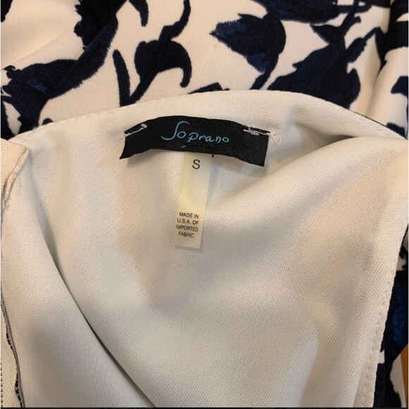Soprano Floral Fit and Flare Dress Navy Blue White Size Small - Picture 5 of 6